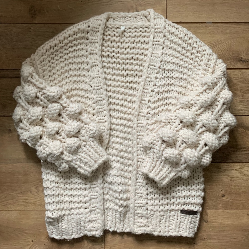 Wishlist Pom Pom Sleeve Chunky Cardigan